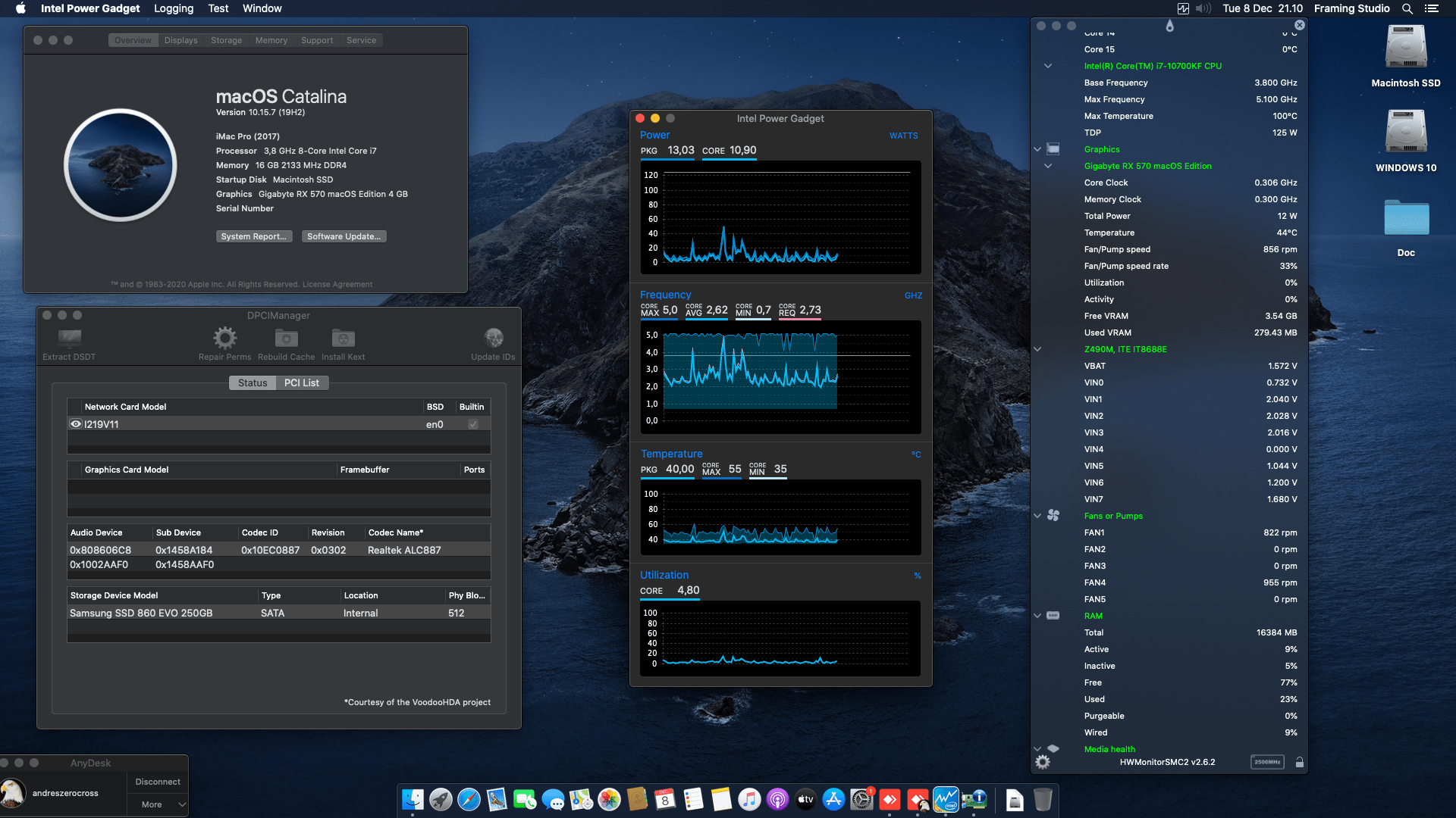 Success Hackintosh macOS Catalina 10.15.7 Build 19H2 in Gigabyte Z490M + Intel Core i7 10700KF + Gigabyte RX 570
